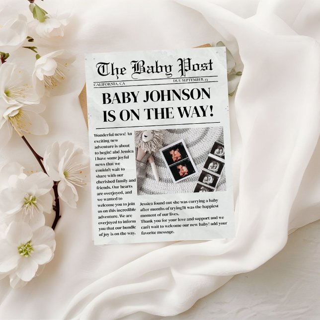 Newspaper pregnancy Baby Shower Announcement (Creator Uploaded)