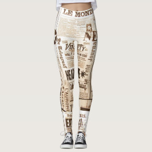 Newspaper print leggings