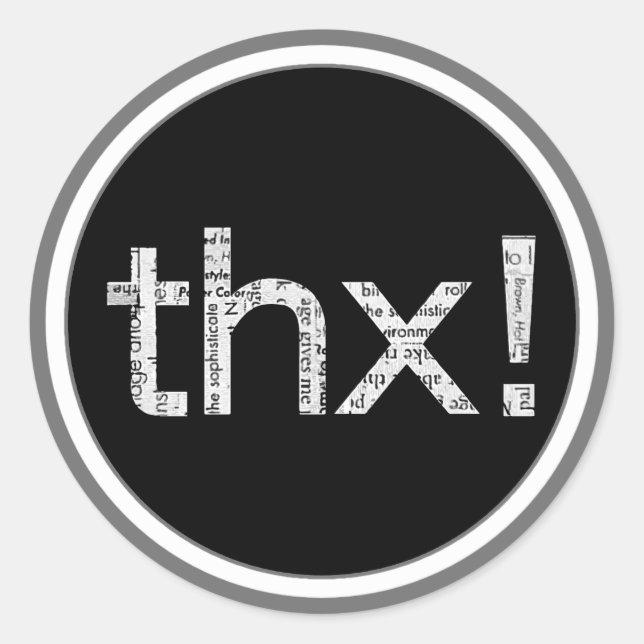 Newspaper Print "THX" Typography Stickers (Front)