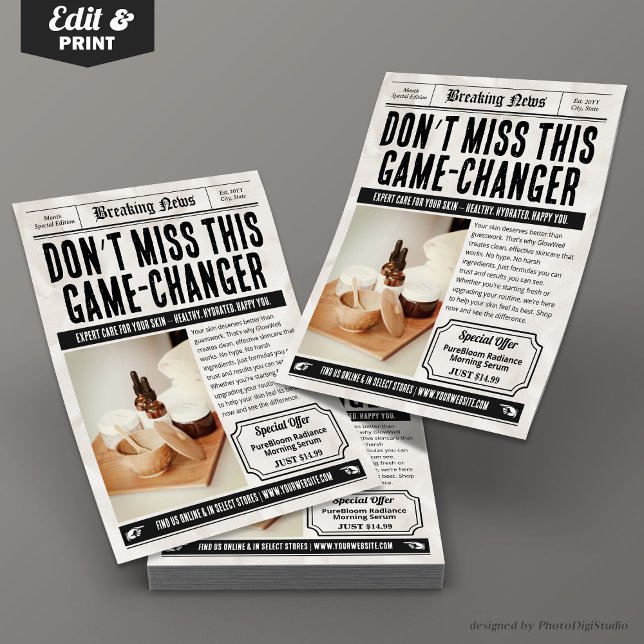 Newspaper Product Flyer | Retro Small Business Ads (Newspaper Product Flyer | Retro Small Business Ads)