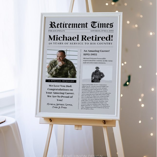 Newspaper Retirement Military Vet Foam Poster (Creator Uploaded)