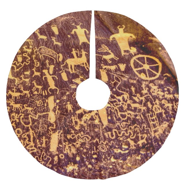 Newspaper Rock American Indian Utah Brushed Polyester Tree Skirt (Front)