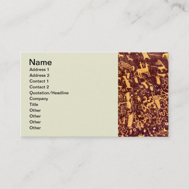 Newspaper Rock American Indian Utah Business Card (Front)