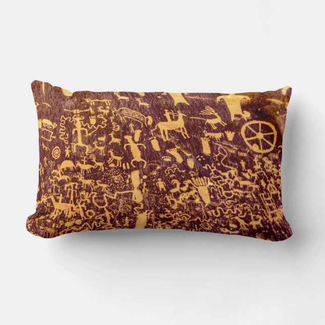 Newspaper Rock American Indian Utah Lumbar Cushion (Front)