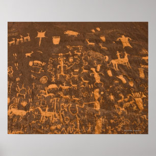Newspaper Rock is a petroglyph panel etched in Poster