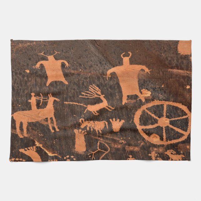 Newspaper Rock Petroglyph Panel - Utah Tea Towel (Horizontal)