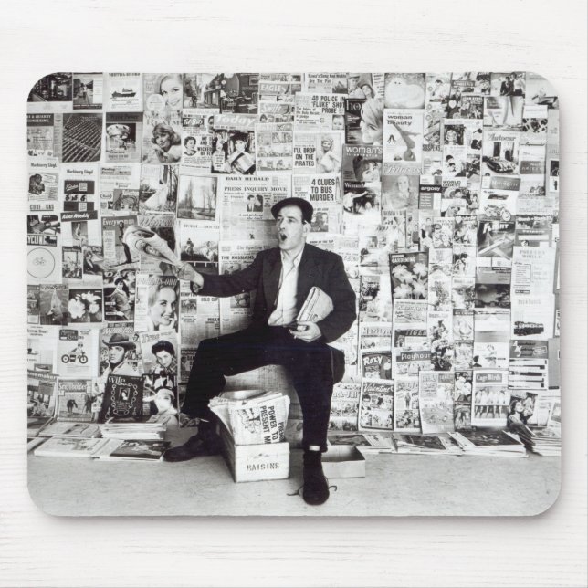Newspaper salesman, c.1960 mouse pad (Front)