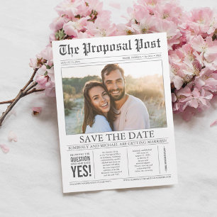 Newspaper Save the Date Photo Postcard