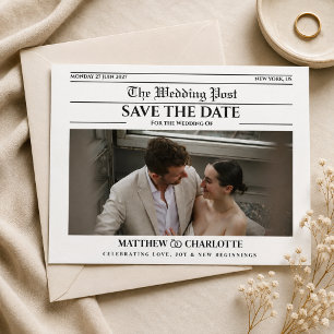 Newspaper Save the Date Wedding Invite