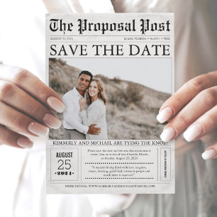 Newspaper Style Fun Save the Date Photo