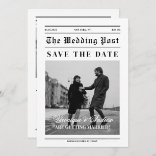 Newspaper Style Fun Save the Date Photo Invitation