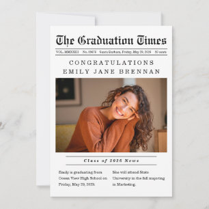 Newspaper Style Photo Graduation Announcement