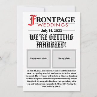 Newspaper-Style Wedding Invitation