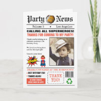 Newspaper Superhero Birthday Party Photo