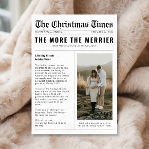 Newspaper The More The Merrier Pregnancy Christmas Holiday Card