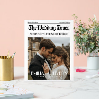 Newspaper The Night Before Wedding Welcome Sign