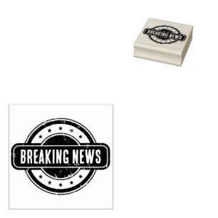 Newspaper Themed Distressed Breaking News Rubber Stamp