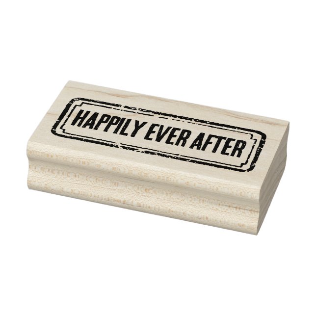 Newspaper Themed Distressed Happily Ever After Rubber Stamp (Stamp)