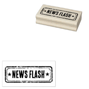 Newspaper Themed Distressed News Flash Rubber Stamp