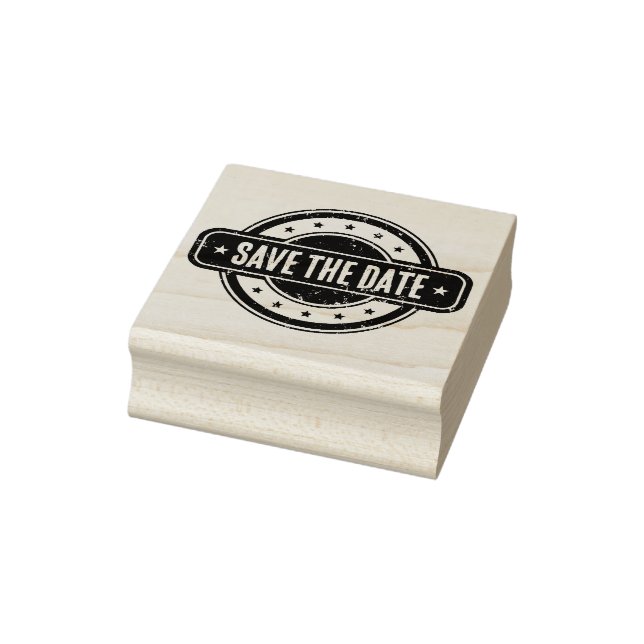 Newspaper Themed Distressed Save the date! Rubber Stamp (Stamp)