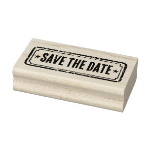 Newspaper Themed Distressed Save the date! Rubber Stamp