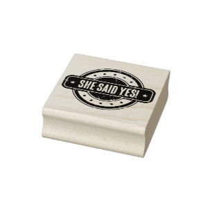 Newspaper Themed Distressed She Said Yes! Rubber Stamp