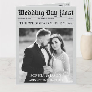 Newspaper Timeline & Program wedding invitation