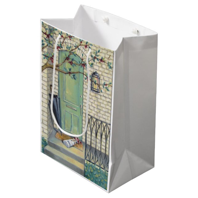 Newspaper & Umbrella Porch Gift Bag (Front Angled)