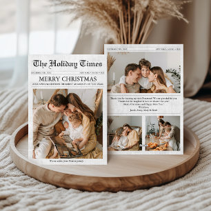 Newspaper Unique Christmas 4 Photos Family Holiday Card