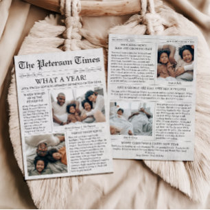 Newspaper Unique Christmas Photo Collage Holiday Card