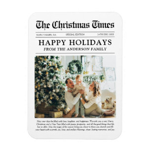 Newspaper Unique Family Photo Christmas Holiday Magnet