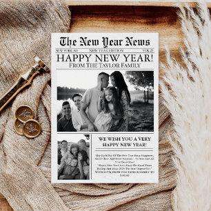 Newspaper Unique Fun Photo2025 Happy New Year  Holiday Card