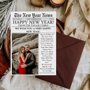 Newspaper Unique Fun Photo 2027 Happy New Year Holiday Card