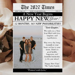 Newspaper Unique Fun Photo 2027 Happy New Year Holiday Card
