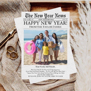 Newspaper Unique Fun Photo 2027 Happy New Year Holiday Card
