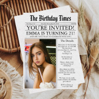 Newspaper Unique Fun Photo 21st Birthday Party