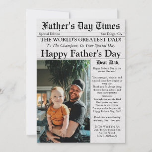 Newspaper Unique Fun Photo Father's Day  Card