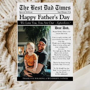 Newspaper Unique Fun Photo Happy Father's Day  Card