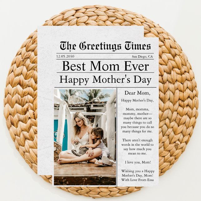 Newspaper Unique Fun Photo Happy Mother's Day Card (Creator Uploaded)