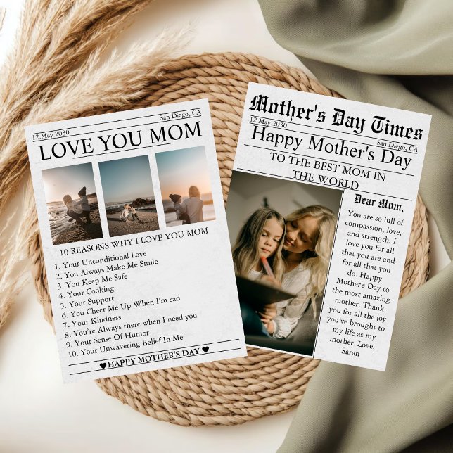 Newspaper Unique Fun Photo Happy Mother's Day Card (Creator Uploaded)