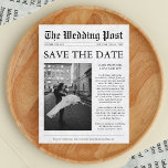 Newspaper Unique Fun Photo Save the Date Announcement Postcard<br><div class="desc">Newspaper Save The Date Postcard with photo and exclusive story. This is a unique way to let your loved ones know that you are engaged and that they should save the date.</div>