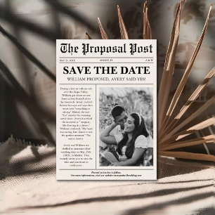Newspaper Unique Fun Photo Save the Date Invitation