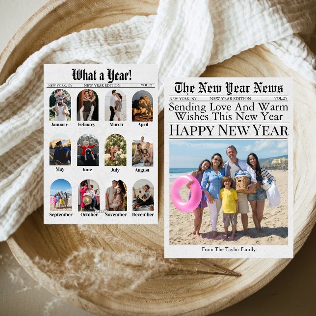 Newspaper Unique Fun What A Year New Year 2025 Holiday Card (Creator Uploaded)