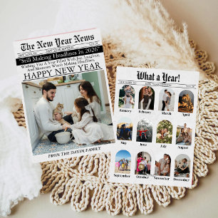 Newspaper Unique Fun What A Year New Year 2026 Holiday Card