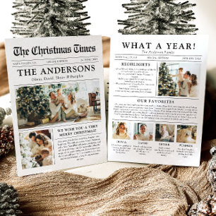 Newspaper Unique Fun What A Year Photo Christmas Holiday Card
