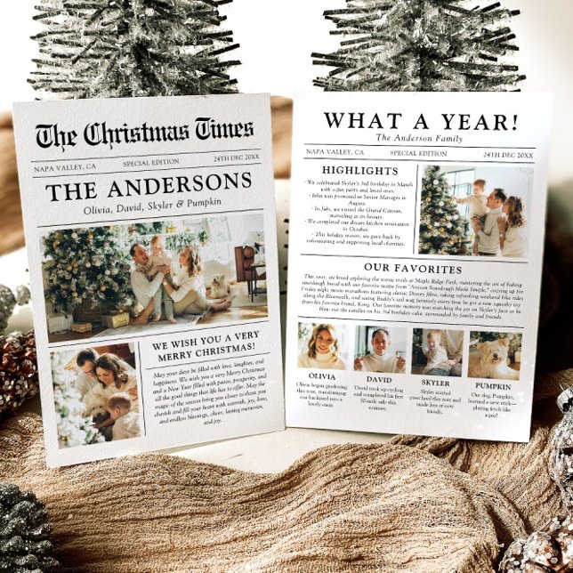 Newspaper Unique Fun What A Year Photo Christmas Holiday Card (Creator Uploaded)