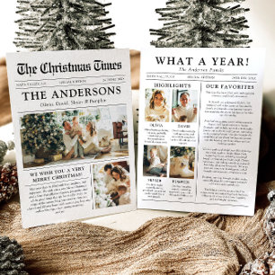 Newspaper Unique Fun What A Year Photo Christmas Holiday Card