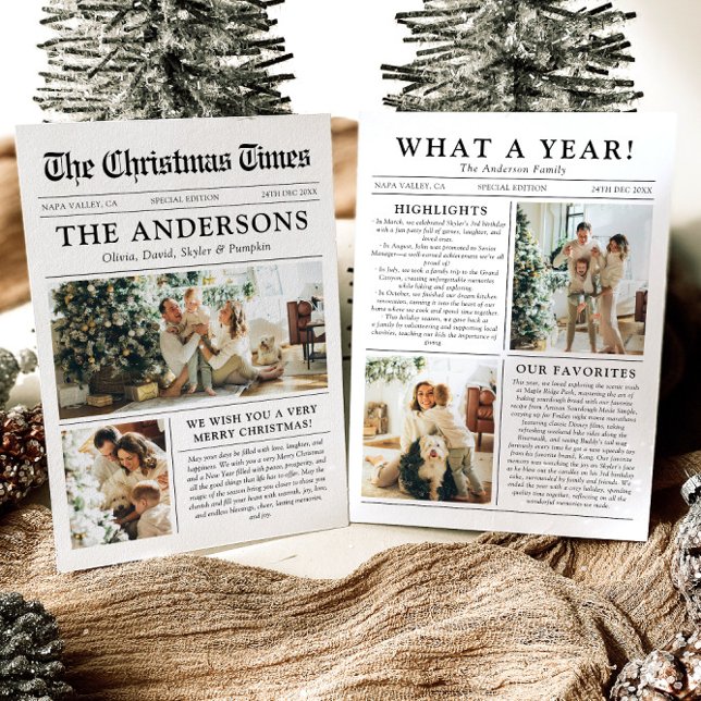 Newspaper Unique Fun What A Year Photo Christmas Holiday Card (Creator Uploaded)