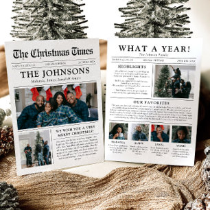 Newspaper Unique Fun What A Year Photo Christmas Holiday Card