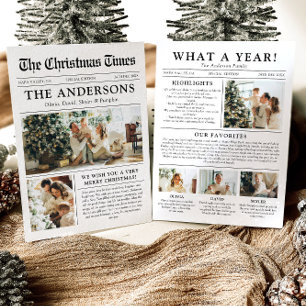 Newspaper Unique Fun What A Year Photo Christmas Holiday Card